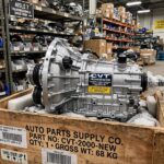 New CVT transmission in a crate at an auto parts warehouse