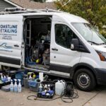 Mobile car detailing business setup with van and equipment
