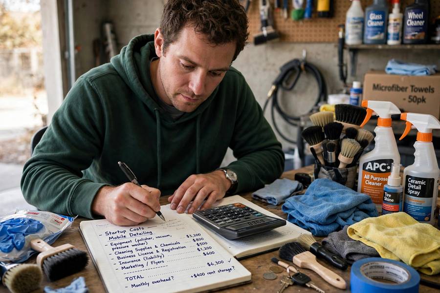 Calculating car detailing business startup costs