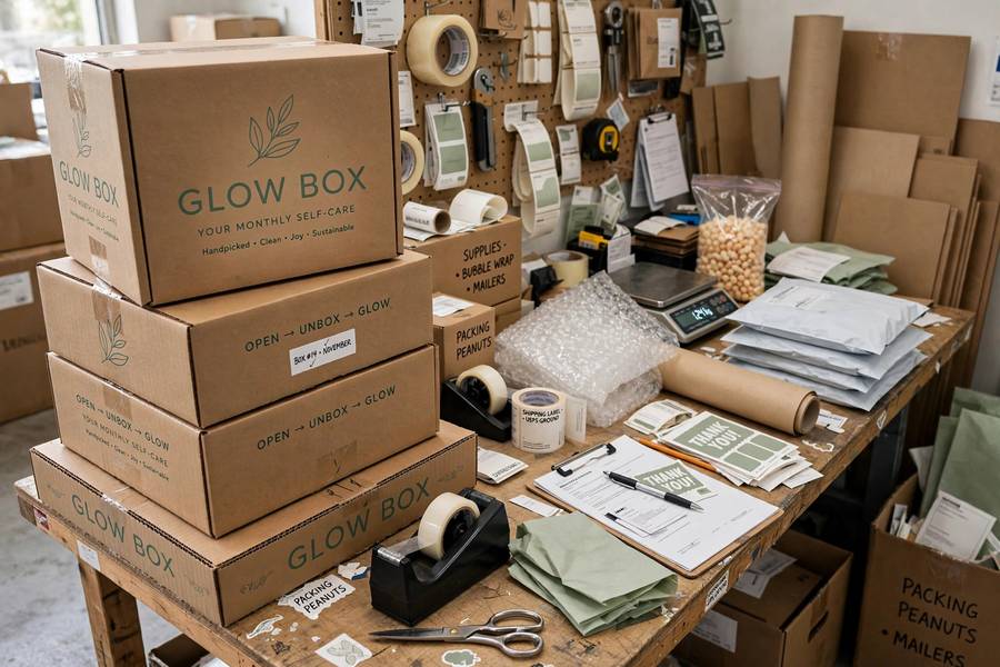 Custom packaging and shipping supplies showing how much does it cost to start a subscription box