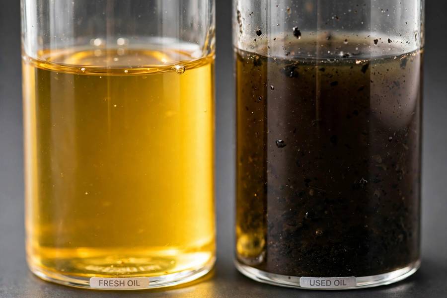 Fresh vs used engine oil comparison showing why how often should you change your oil matters