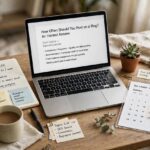 How Often Should You Post on a Blog? An Honest Answer Writer at a desk with a notebook and laptop planning blog posts