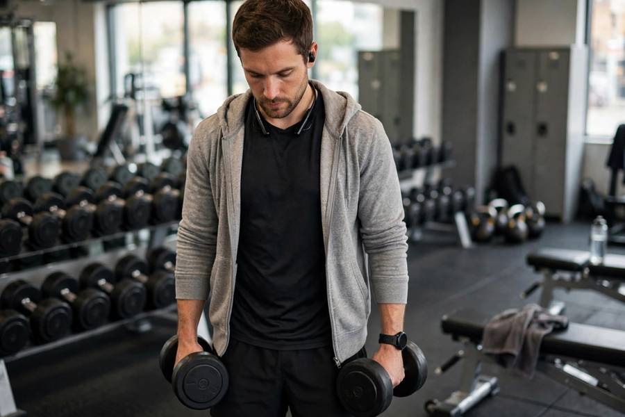 Man doing arm workout on a Monday session