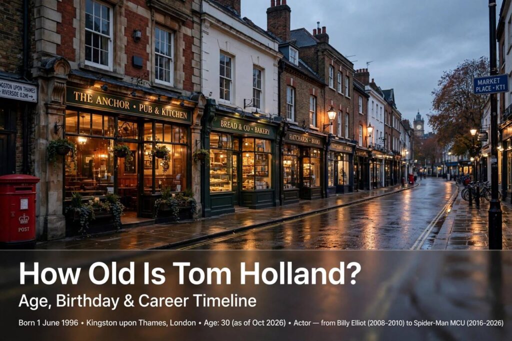 London street scene at dusk, Tom Holland's hometown