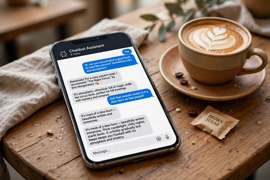 AI chatbot helping answer customer questions, an example of how small businesses can start with AI