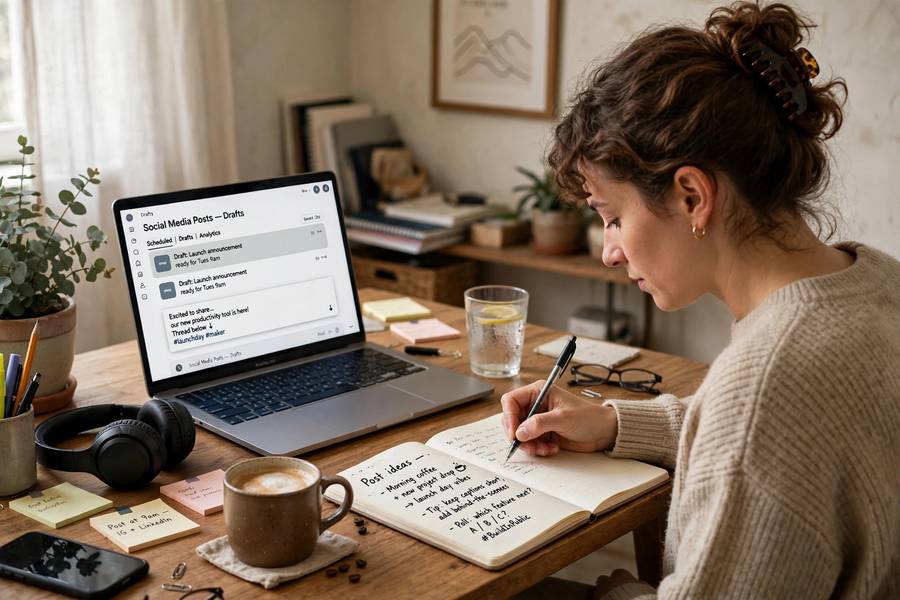 Writing marketing content with AI tools, showing how small businesses can start with AI