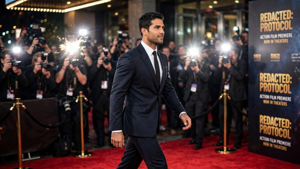 Tom Cruise walking a red carpet at a Mission Impossible premiere