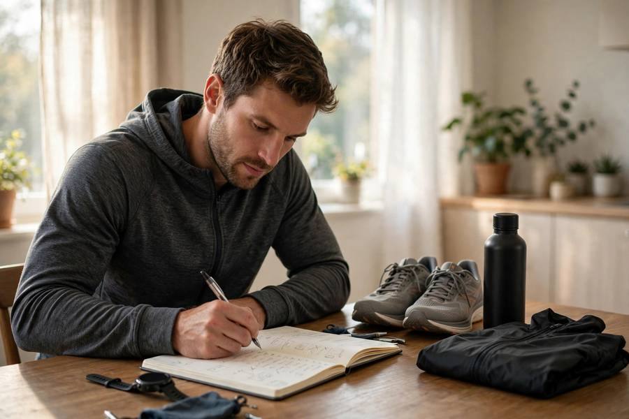 Runner planning a weekly schedule with run and lift blocks