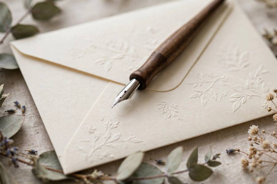 Calligraphy on wedding invitation