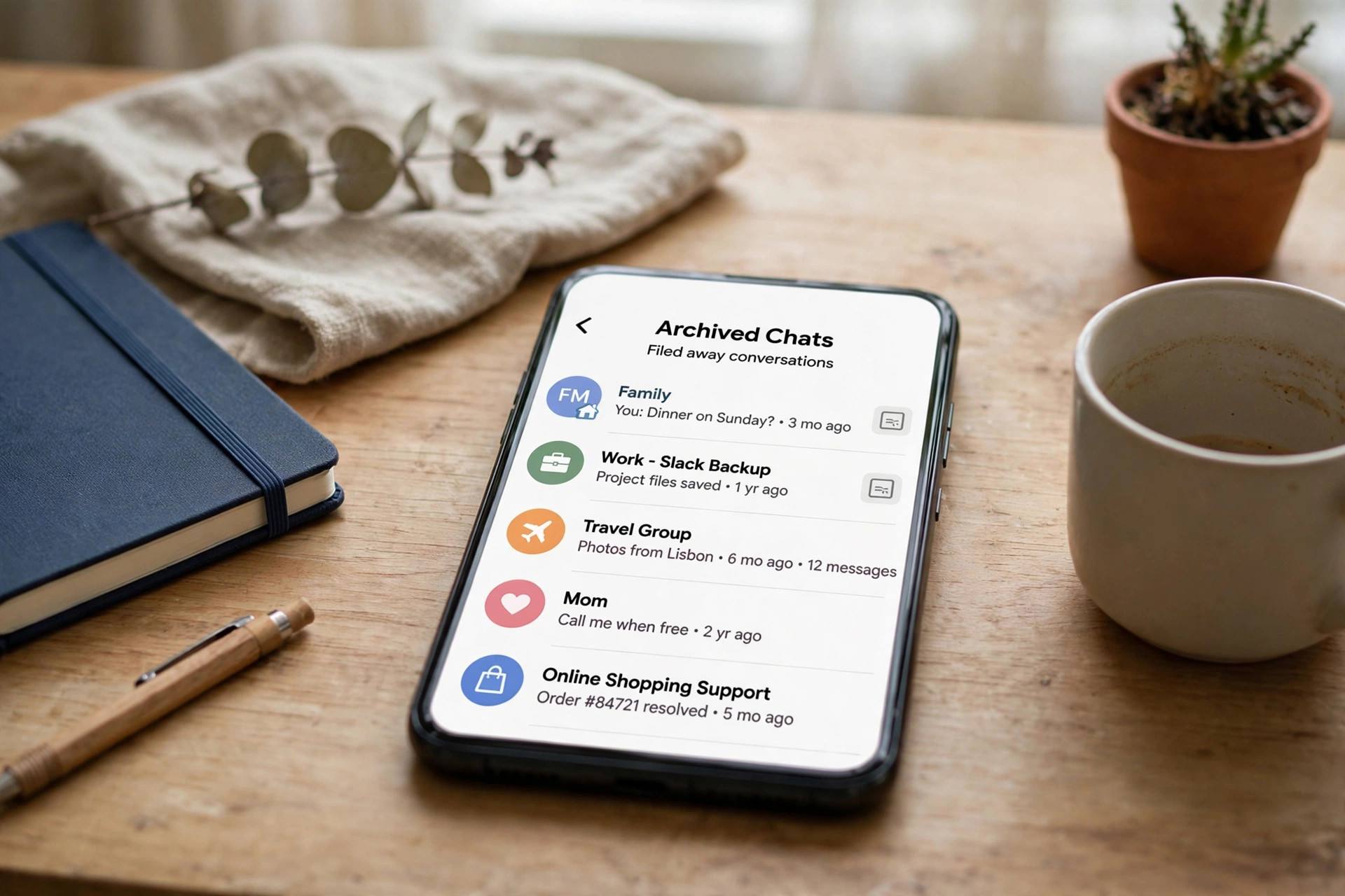 WhatsApp archived chats folder open showing filed away conversations