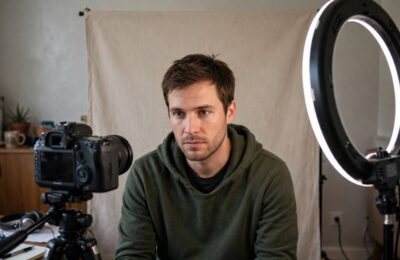 An actor recording a self-tape audition at home