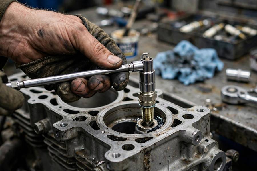 Hand-threading a spark plug to avoid cross-threading