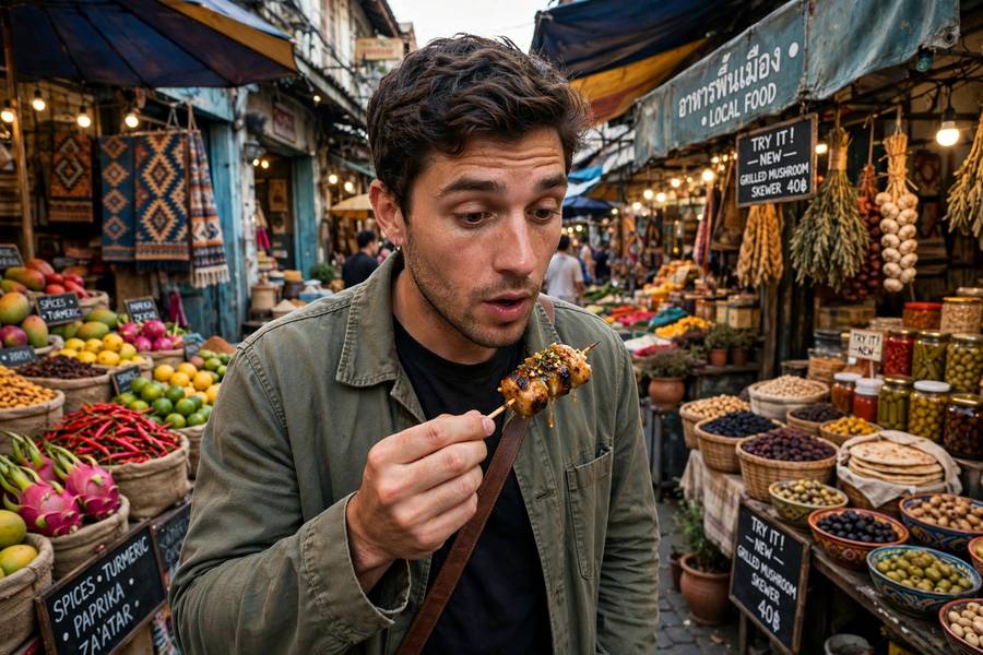 Trying new street food as a way for how to be more spontaneous