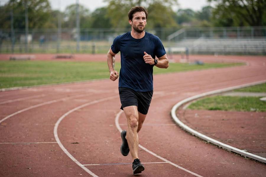 Person doing Cooper 12-minute fitness test on track