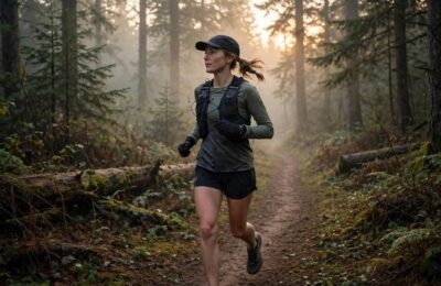 Runner building endurance with a long slow distance run on a trail