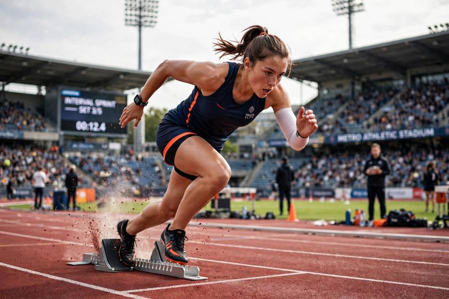 Athlete doing interval training to build endurance on a track