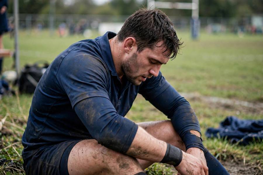 Rugby player recovering between high-intensity efforts