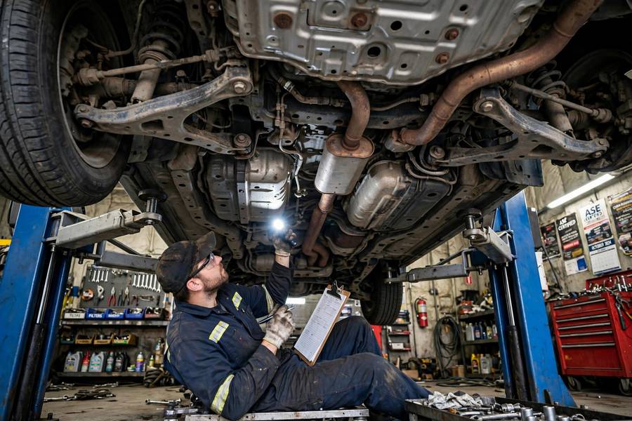 Pre-purchase inspection on a lift, the decisive step in how to buy a used car safely