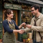 How to Buy an Existing Business: A Step-by-Step Buyer's Guide A buyer and seller shaking hands in front of a business