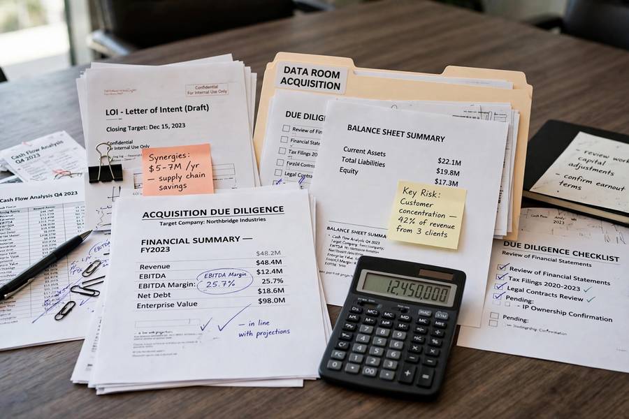 Financial documents during acquisition due diligence