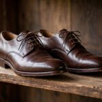 How to Care for Leather Shoes: Keep Them Beautiful for Years Elegant leather shoes on a wooden shelf