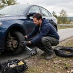 How to Change a Flat Tire: Step-by-Step Guide From a Mechanic Changing a flat tire on the roadside following this how to change a flat tire step by step guide