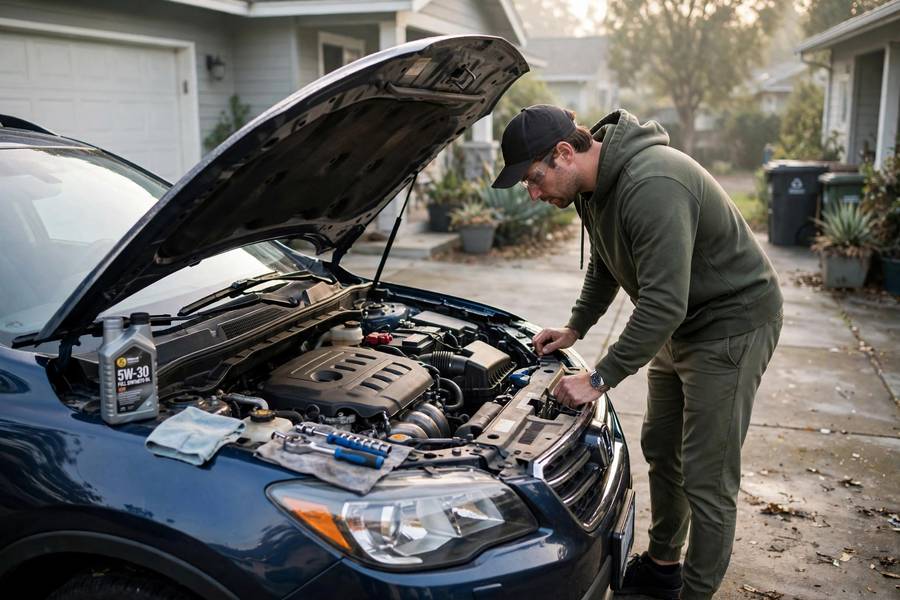 Morning under-hood routine including how to check oil level every month