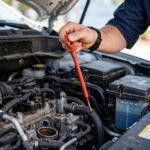Checking transmission fluid level with the dipstick, the first step in how to check transmission fluid