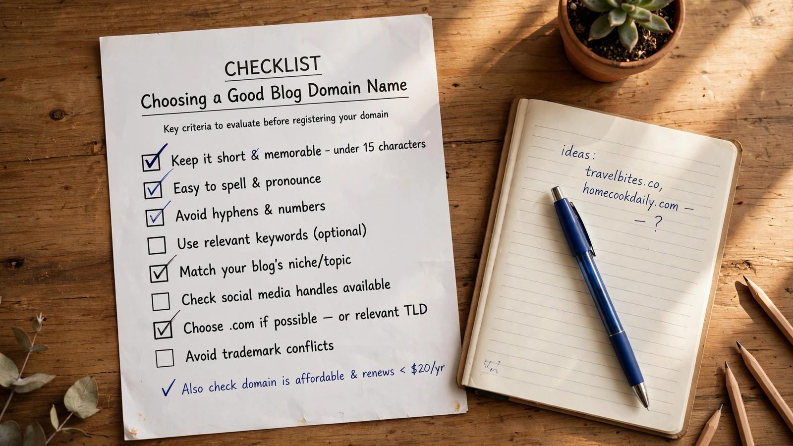 Checklist for choosing a good blog domain name