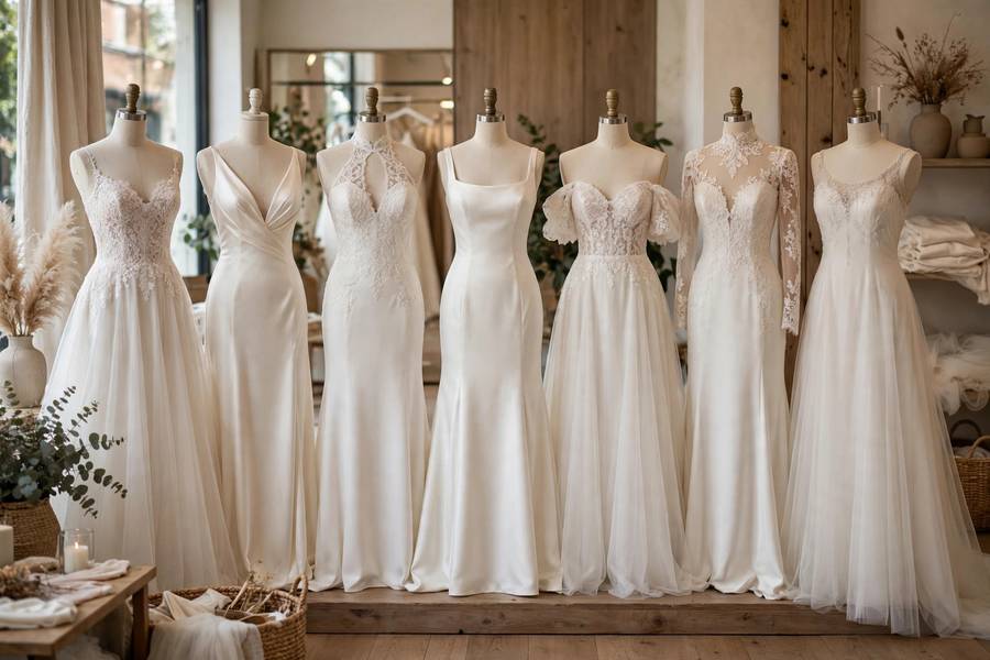 Various necklines displayed in salon