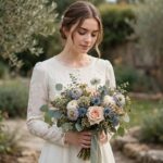 How to Choose Wedding Colors: A Calm, Step-by-Step Guide Bride holding a bouquet with a curated wedding color palette