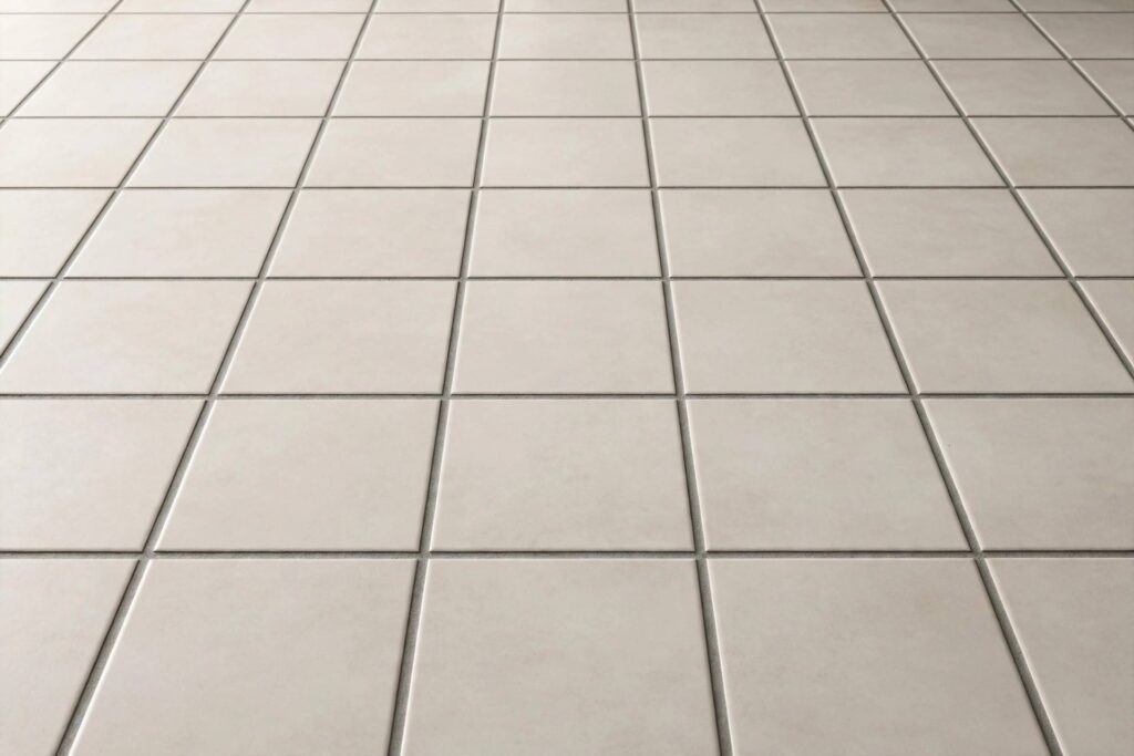 Tiled floor with clean grout lines