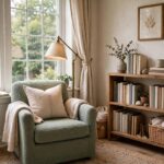 How to Create a Cozy Reading Nook in Any Corner Cozy reading nook with armchair, lamp, and bookshelf by a window