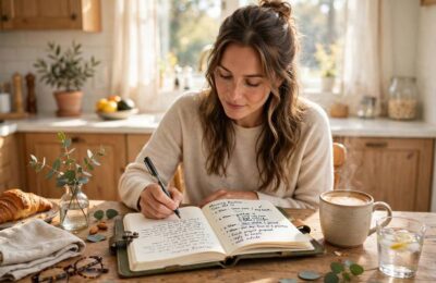 Writing a daily routine in a journal for how to create a daily routine