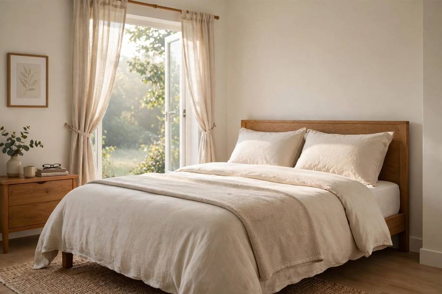 Peaceful made bed representing how to create a daily routine success