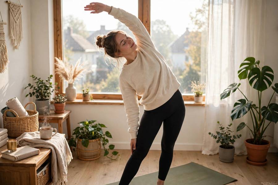 Morning stretches as part of how to create a daily routine