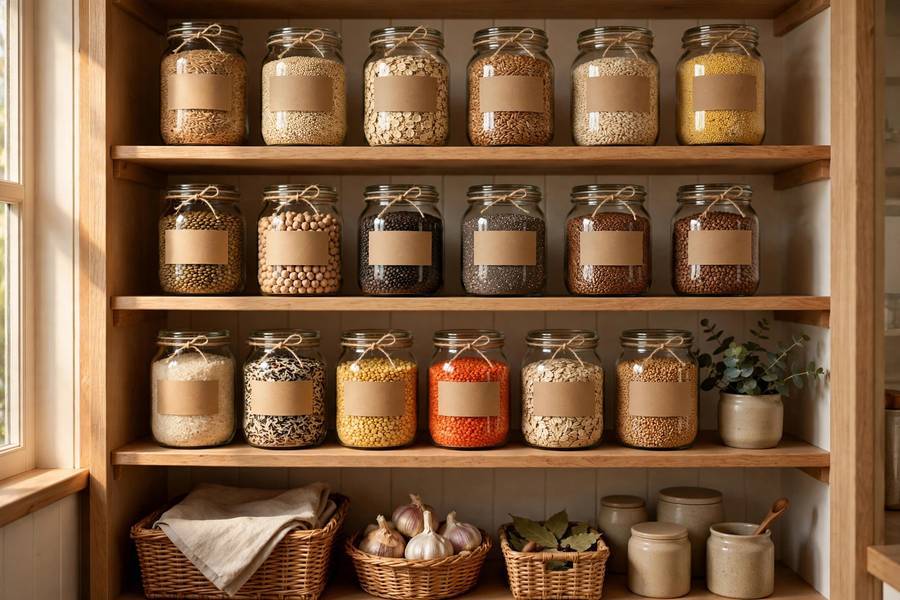 Organized kitchen pantry after decluttering your house room by room