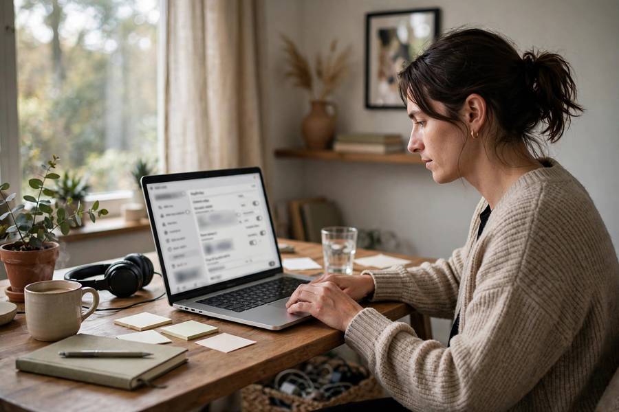 Person managing Google account privacy settings on a laptop