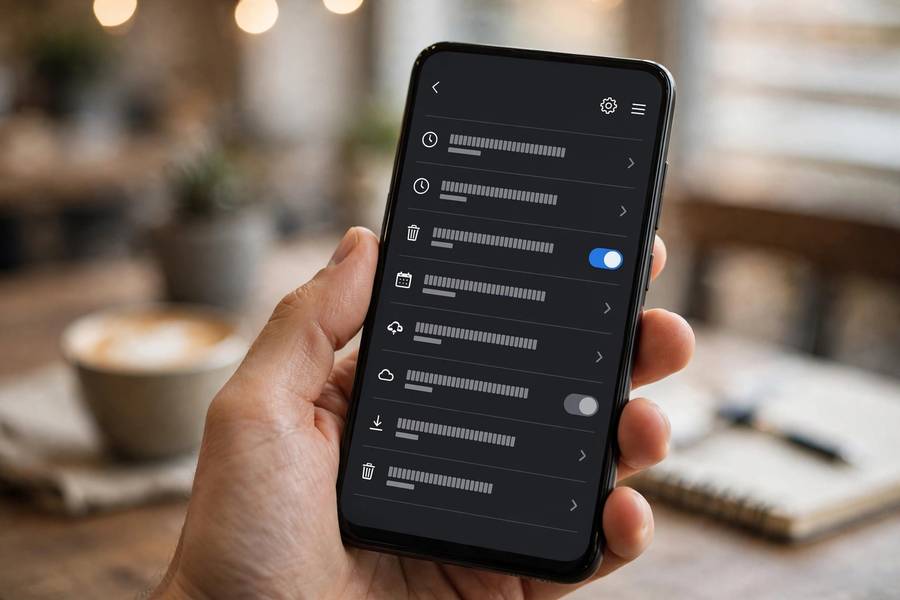Smartphone showing Chrome browser history being cleared in settings