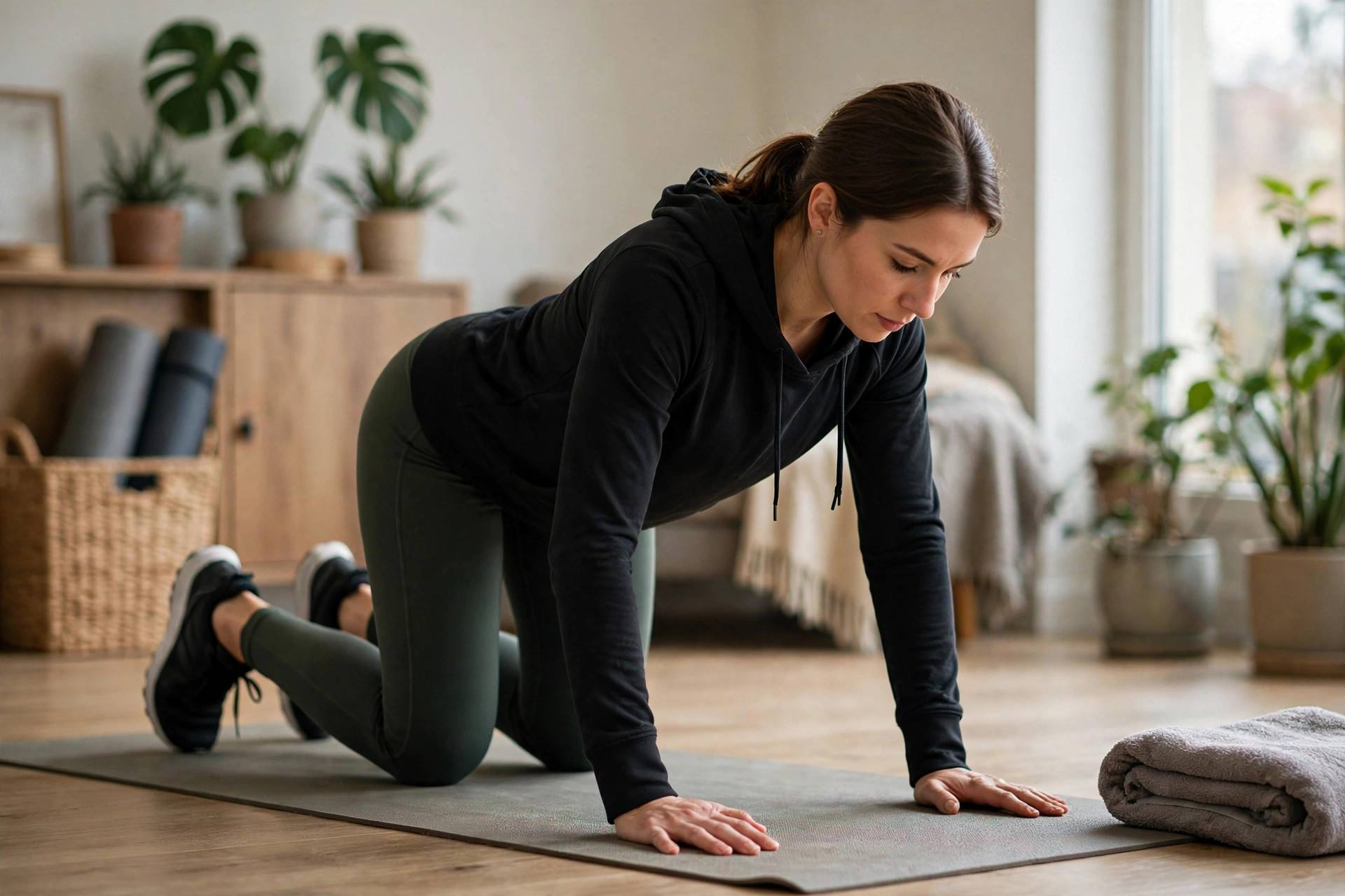 Woman doing knee push-ups as a beginner progression