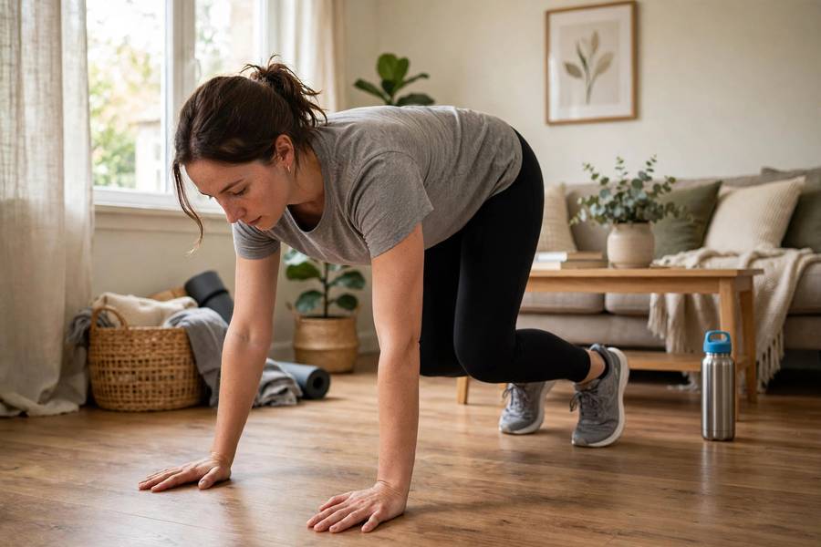 Beginner modification showing how to do burpees correctly at low impact