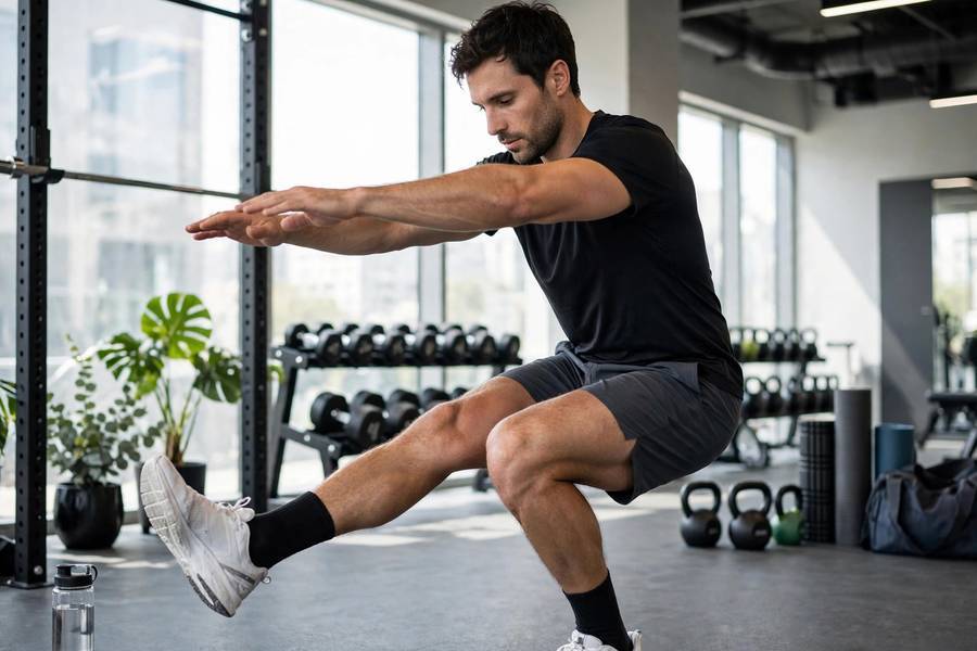 Athlete demonstrating how to do pistol squats with perfect single-leg form