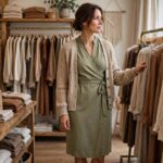 How to Dress for Your Body Type: A Practical Style Guide Woman in a well-fitted wrap dress in a boutique