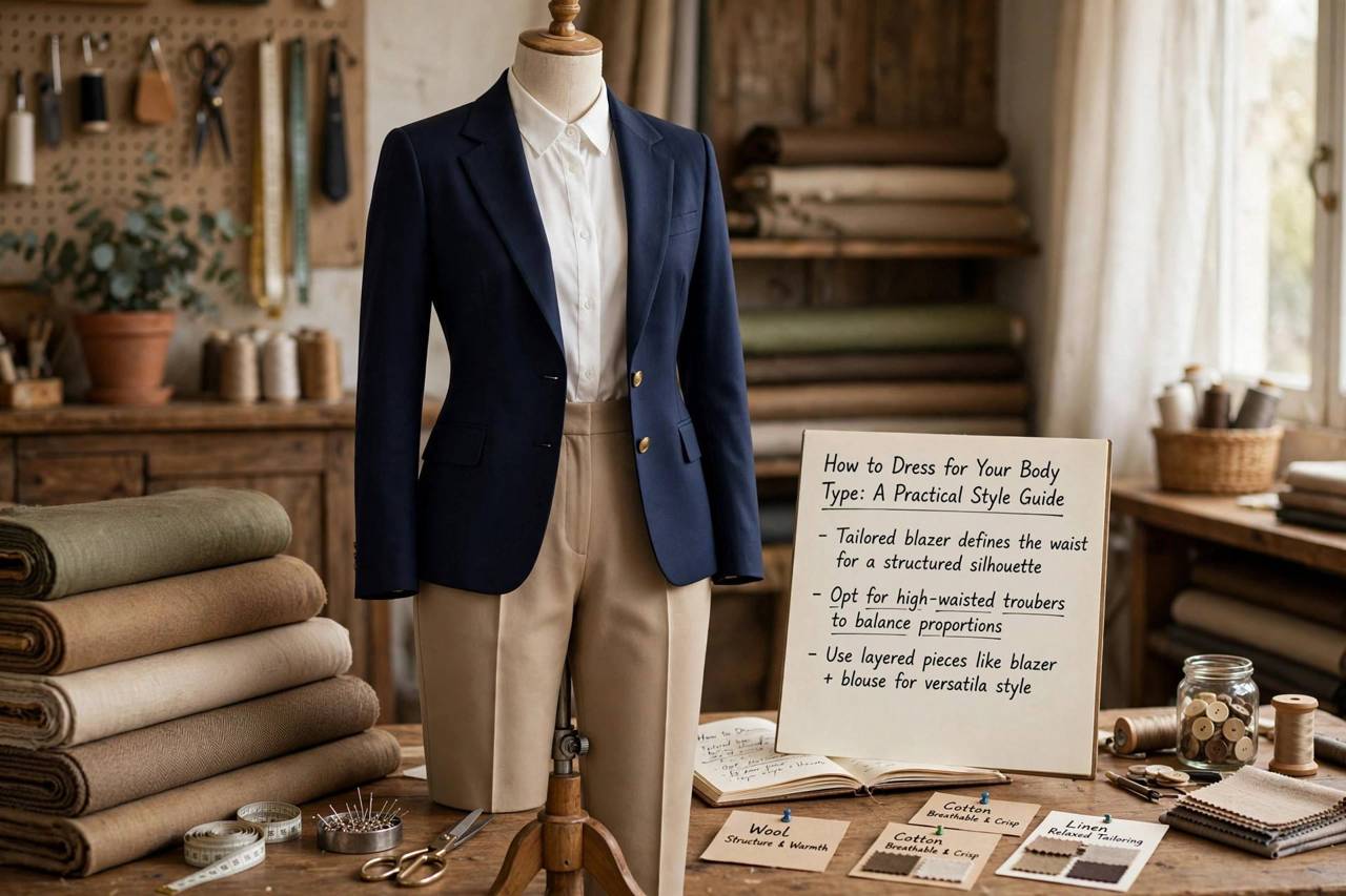 Tailored blazer outfit creating defined silhouette