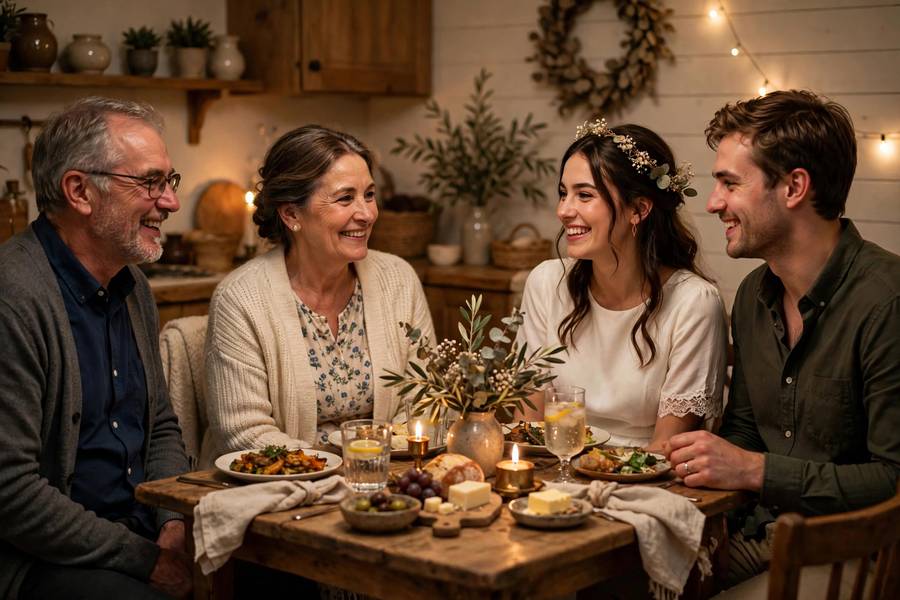 Small celebration dinner after elopement