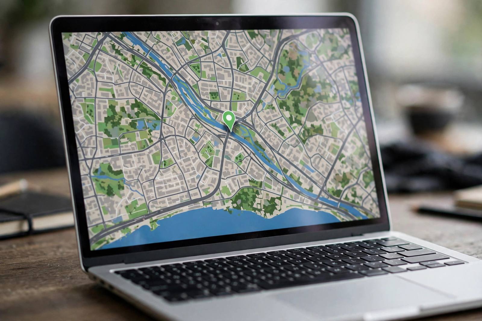 iCloud Find iPhone screen showing a device location on a laptop