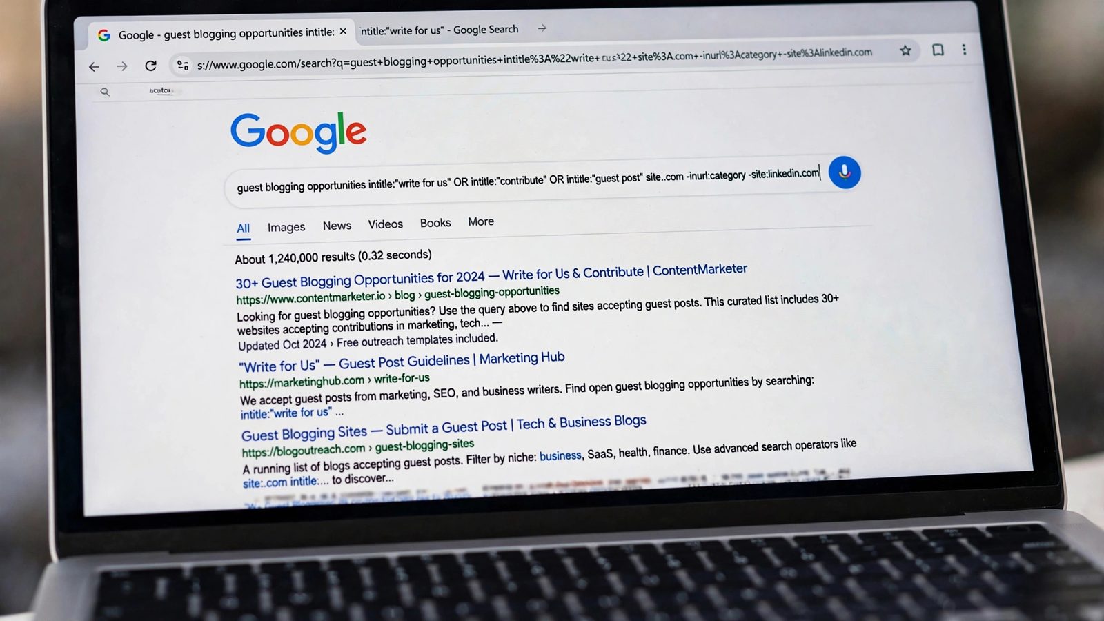 Using advanced search queries to find guest blogging opportunities