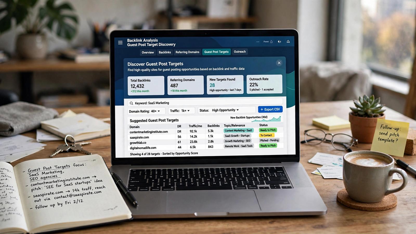 Analyzing backlink patterns to discover guest post targets