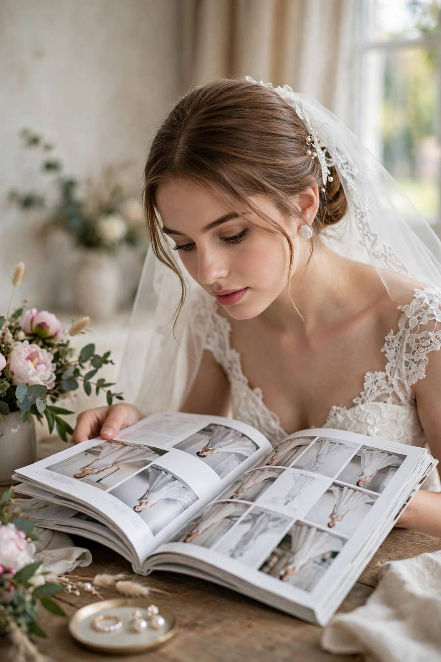 Pinterest wedding dress inspiration on phone