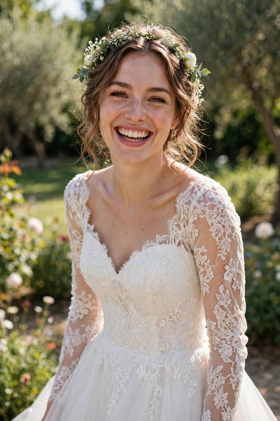Happy bride who found her dress style